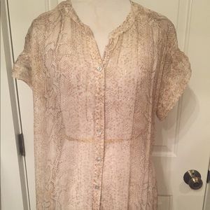 GERARD DAREL TOP BLOUSE SHEER TAN METALLIC Size M L 44